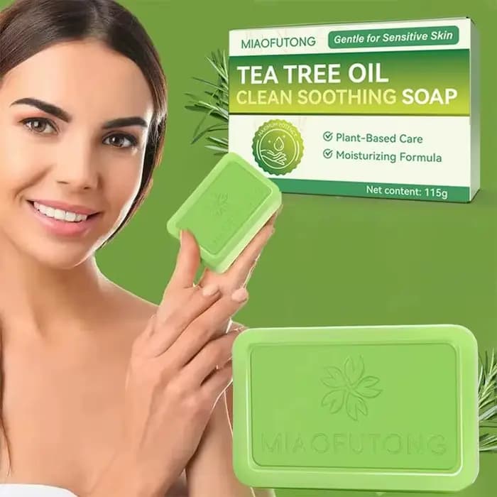 Savon à l'huile d'arbre à thé pour hommes et femmes, extrait de plantes naturelles, savon fait à la main, nettoyage en profondeur, apaisant pour les peaux sèches, exfoliant, soin de la peau