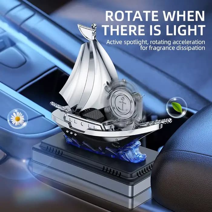 Diffuseur solaire de voiture, désodorisant de parfum, ornement pour tableau de bord de voiture, conception en forme de bateau, diffuseur de parfum, odeur