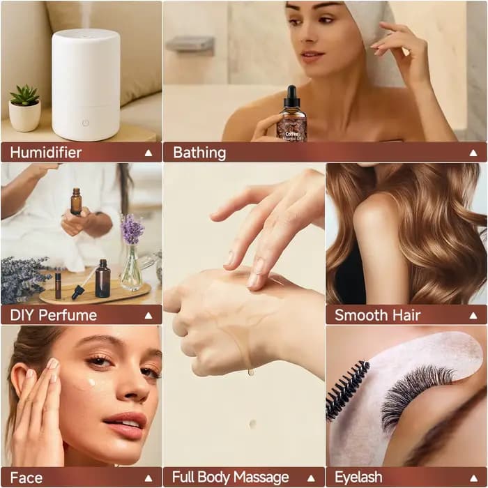 Huile essentielle de café, parfum naturel, convient aux massages corporels, aux soins capillaires et aux diffuseurs.