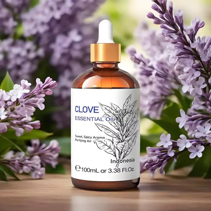 HIQILI Huile essentielle de clou de girofle multi-capacités 10/30/100 ml, Huile essentielle de clou de girofle 100 % naturelle, pour humidificateur/diffuseur, bougie DIY, clou de girofle
