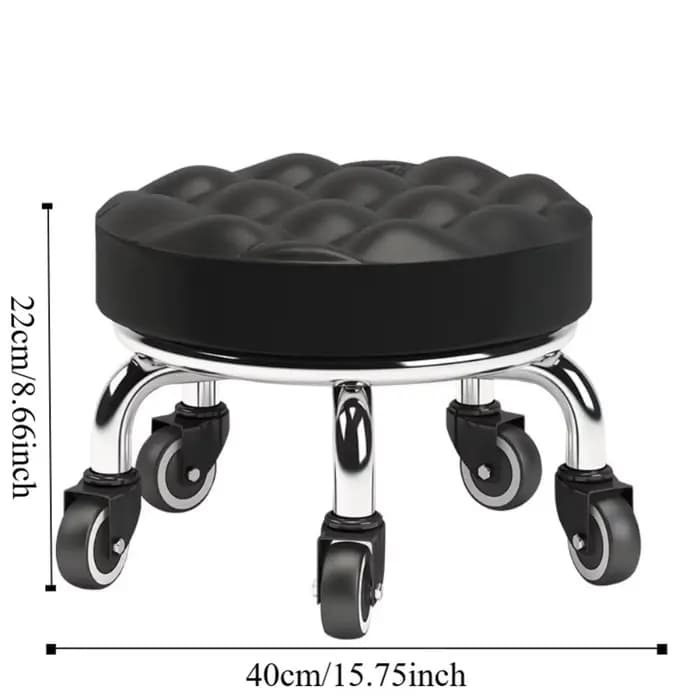 Tabouret pivotant en similicuir imperméable à 360 degrés avec roulettes, chaise robuste à roulettes, capacité de charge élevée