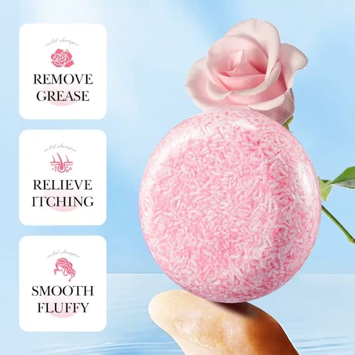 Savon shampooing au parfum de Rose, savon aux huiles essentielles végétales, nettoyage en profondeur, contrôle de l'huile, bâton de shampoing hydratant pour soins capillaires