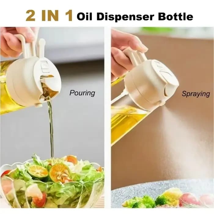 Distributeur d'huile en spray 2-en-1, 500 ml, pour barbecue, cuisine, cuisson, friteuse à air, four, rôtissage, pique-nique, outil de cuisine