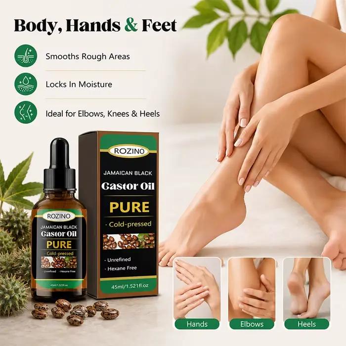 1 pièce/2 pièces/3 pièces d'huile essentielle de ricin pure - Huile naturelle à base de plantes, pressée à froid et non raffinée, adaptée pour les massages, les bains, les soins du visage, du corps, d
