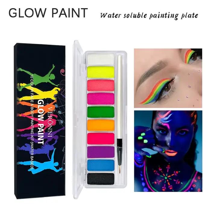 10 couleurs lueur fluorescente néon huile visage corps Art peinture UV lueur peinture à l'huile Halloween fête déguisement beauté maquillage cosmétiques
