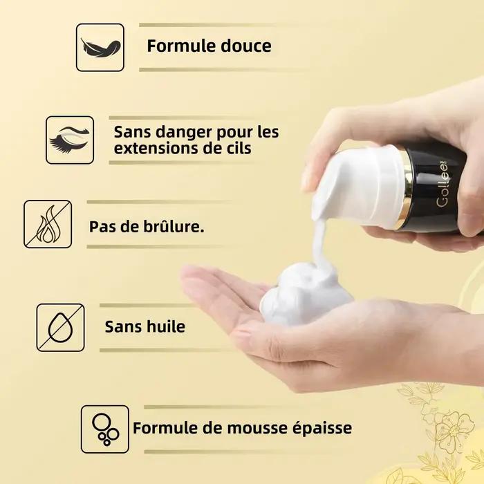 Gollee 100ml Mousse de nettoyage avant Extension de cils mousse nettoyant doux sans Stimulation shampooing maquillage propre colle à cils