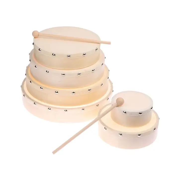 Tambours à cadre 4/6/7/8/9/10 pouces, tambour à main en bois avec baguette, jeu musical, jouet éducatif pour enfants, instrument de percussion