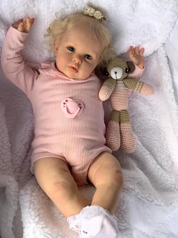 NPK 24 pouces Reborn bébé poupée Ellie-enfant en bas âge nouveau-né princesse fille poupée avec réaliste doux au toucher 3D peau et cheveux de racine de main