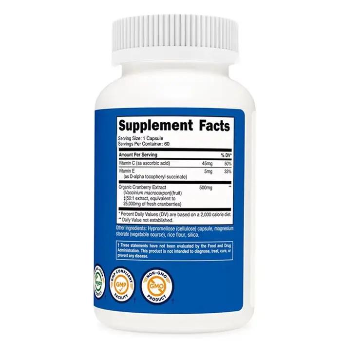 Extrait de canneberge (milligrammes) (capsules végétariennes) Contient de la vitamine C