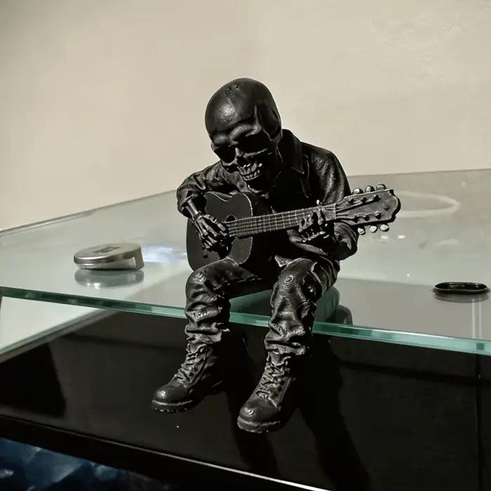 Statuettes de guitariste squelette de la musique rock, ornements de musicien rock, décorations cool pour la maison et le bureau, cadeaux pour les amateurs de rock & roll