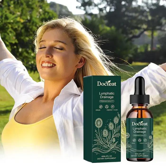 Gouttes de soutien lymphatique à base de plantes 60 ml, complément détoxifiant naturel liquide, stimule le flux lymphatique, maintient un foie sain, absorption rapide