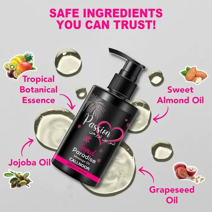 Huile de massage 200 ml avec vitamines et minéraux, nourrissante et hydratante, soin du corps, idéale pour les massages en couple