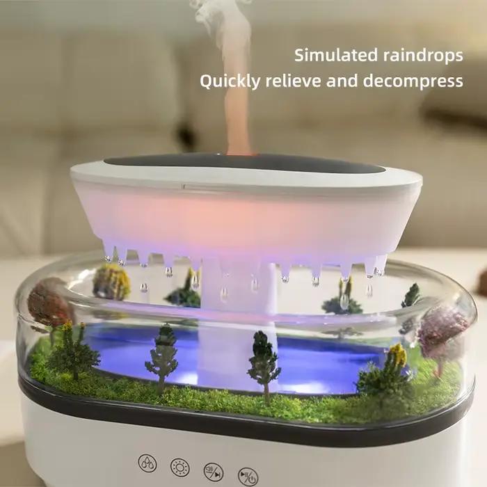 Humidificateur d'arôme goutte de pluie humidificateur d'air lumière colorée bruit blanc diffuseur d'huile essentielle diffuseur de parfum à ultrasons pour la maison