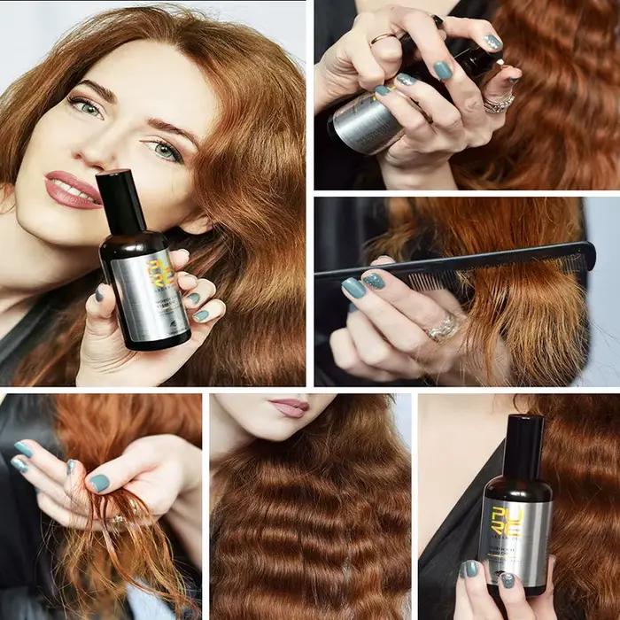 PURC – huile d'argan marocaine, traitement lissant pour cheveux, réparation des frisottis endommagés, produits de soins capillaires pour femmes, 100ml