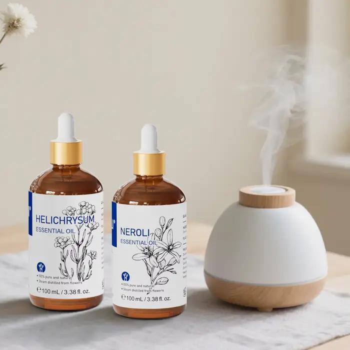 HIQILI huile essentielle naturelle 100ML Neroli Helichrysum citron noix de muscade aromathérapie diffuseur