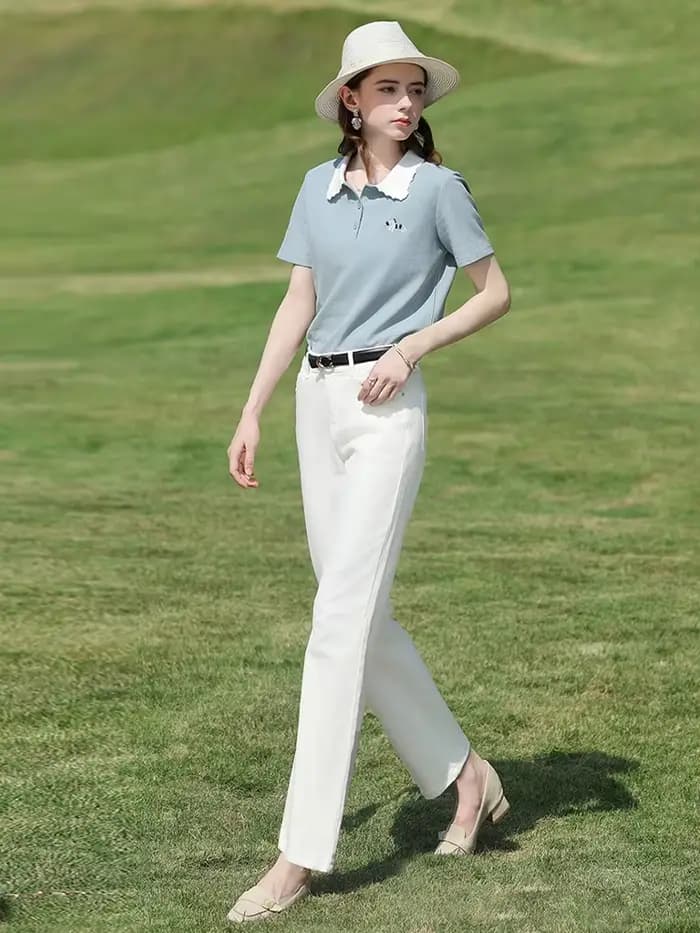 I BELIEVE YOU Jeans droits blancs anti-taches Nine Point, collection Printemps 2026, taille haute, coupe décontractée et ample 2261046290