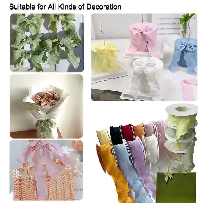 Ruban en fil de queue de poisson plissé en mousseline de soie, bord ondulé, matériel d'emballage de cadeaux, mariage, fête d'anniversaire, décoration florale bricolage, 1 rouleau, 9m