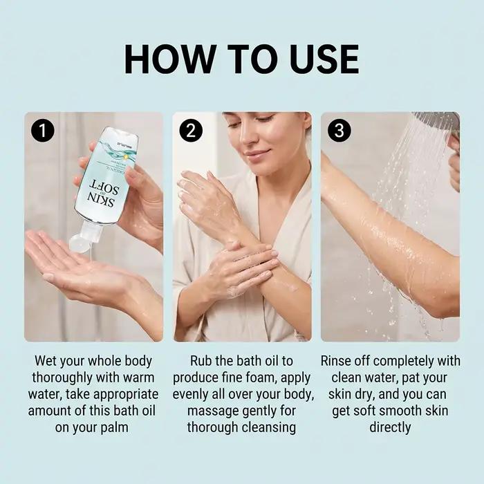 Huile de douche hydratante, nettoyant corporel doux, peau douce, hydratation non collante, huile de bain quotidienne nourrissante