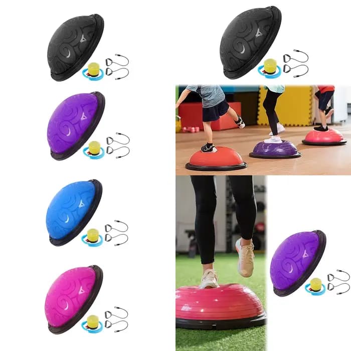 Ballon d'équilibre en PVC demi-sphère avec bandes et pompe pour le Pilates