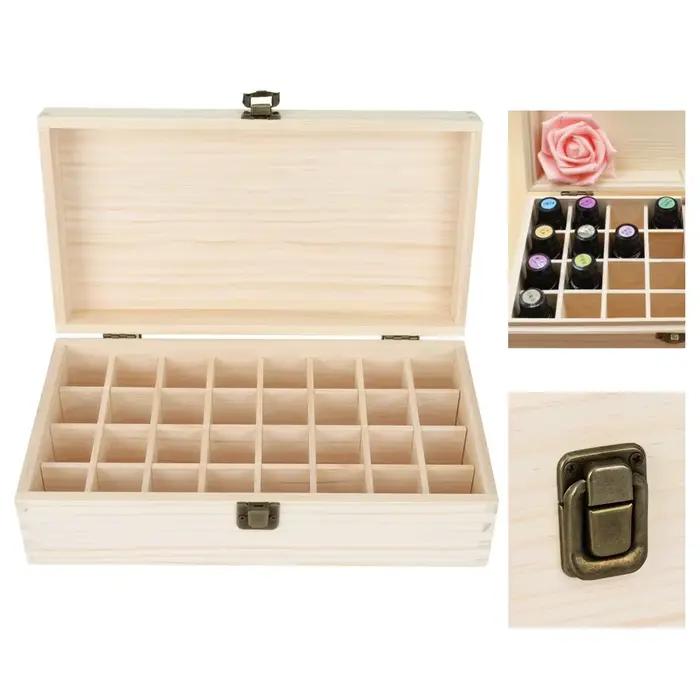 Boîte de rangement en bois pour huiles essentielles, 32 compartiments, capacité de 36 bouteilles, organisateur de bouteilles d'aromathérapie et de parfums