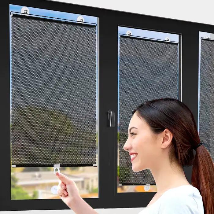 Stores enrouleurs rétractables automatiques, pare-soleil de voiture, chambre à coucher, rideau occultant de cuisine, crème solaire, isolation thermique, sans clous