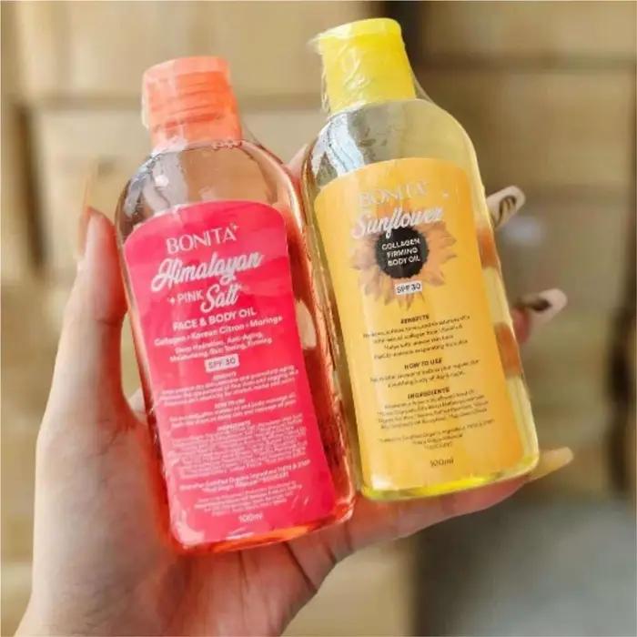 Original Bonita himalayen rose sel tournesol lavande visage corps huile collagène hydrater réduire les marques acné