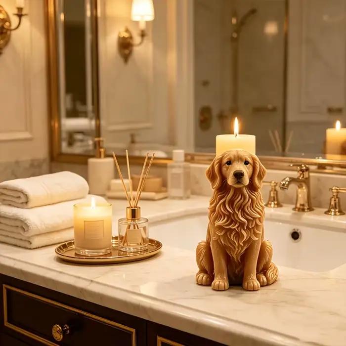 Moule en silicone pour chien pour béton, DIY, Golden Retriever, Samoyed, Teckel, moule à bougie, moule à chiot en plâtre, résine, ciment, décoration d'intérieur