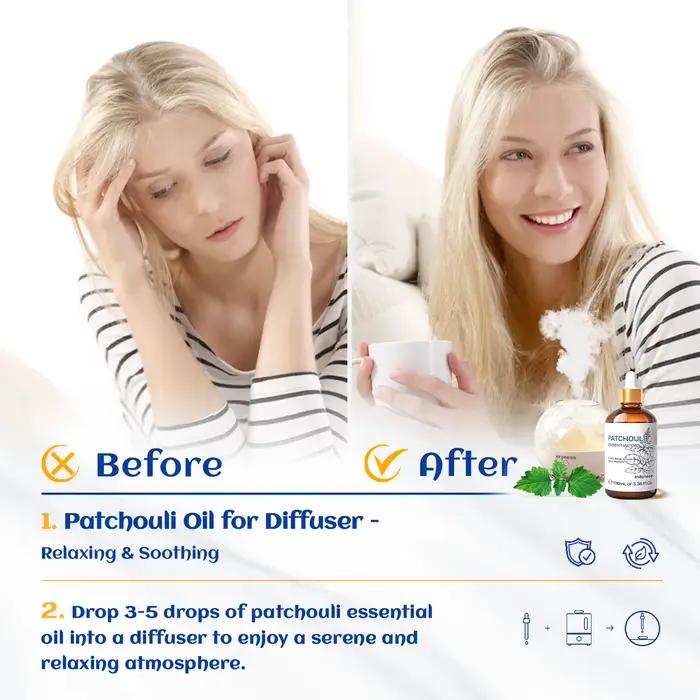 HIQILI Huile essentielle de patchouli 100 ml pour après-shampoing