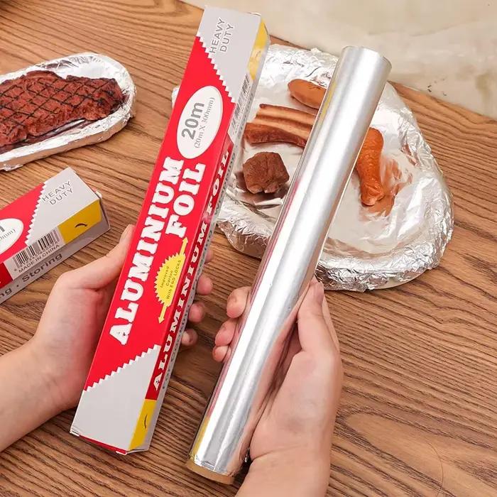 Rouleaux de papier aluminium antiadhésif (1/2/3 rouleaux) pour emballage alimentaire, cuisson, barbecue, rôtissage, pique-nique, usage domestique et cuisine