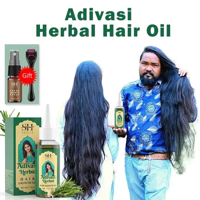 Huile de croissance capillaire ayurvédique, huiles capillaires à base de plantes Adivasi d'Inde, anti-chute de cheveux, repousse rapide, sérum épaississant, produits de croissance capillaire
