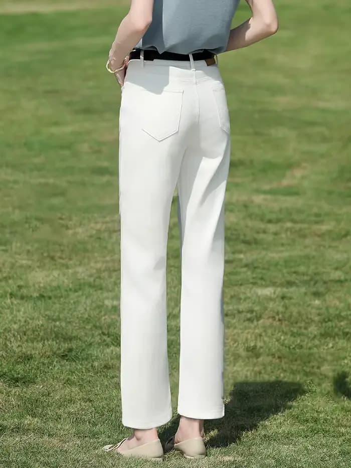 I BELIEVE YOU Jeans droits blancs anti-taches Nine Point, collection Printemps 2026, taille haute, coupe décontractée et ample 2261046290