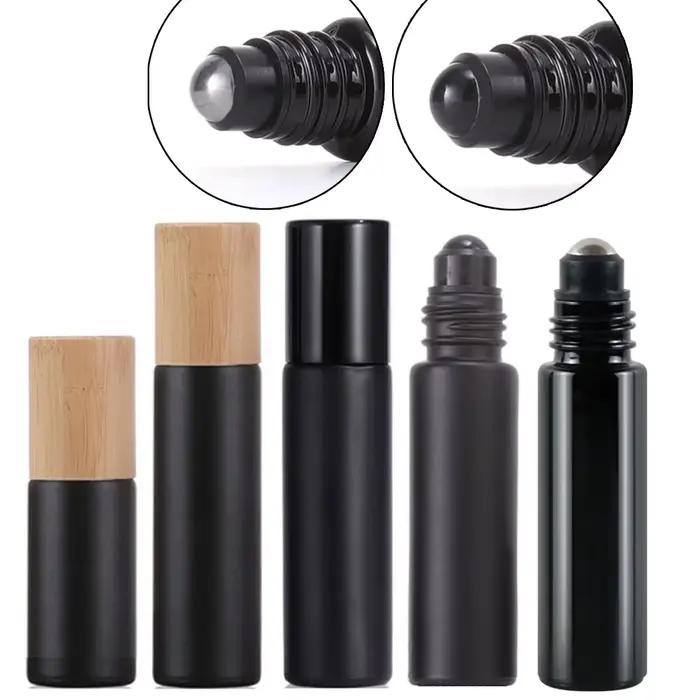 1X 10X 5ML 10ML verre noir rouleau sur bouteille huile essentielle naturel obsidienne boule