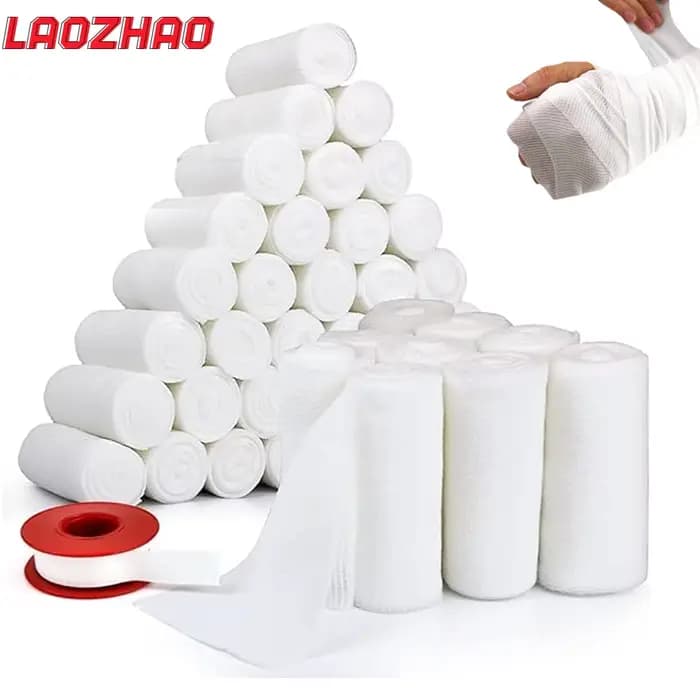 10 rouleaux de ruban de gaze, enveloppe de gaze, fournitures de premiers secours, bandage de gaze Flexible et respirant, enveloppement de bandage pour pansement