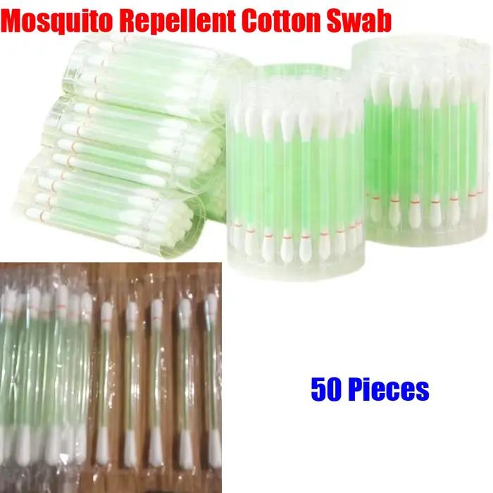 50 pièces de bâtonnets de coton anti-moustiques à l'huile essentielle, jetables, à libération lente, protection contre les insectes en extérieur, sûrs