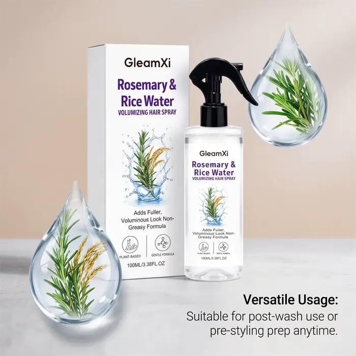 Spray capillaire à la rose et à l'eau de riz, formulé avec des extraits 100 % naturels, formule légère et non grasse pour des cheveux plus doux et lisses.
