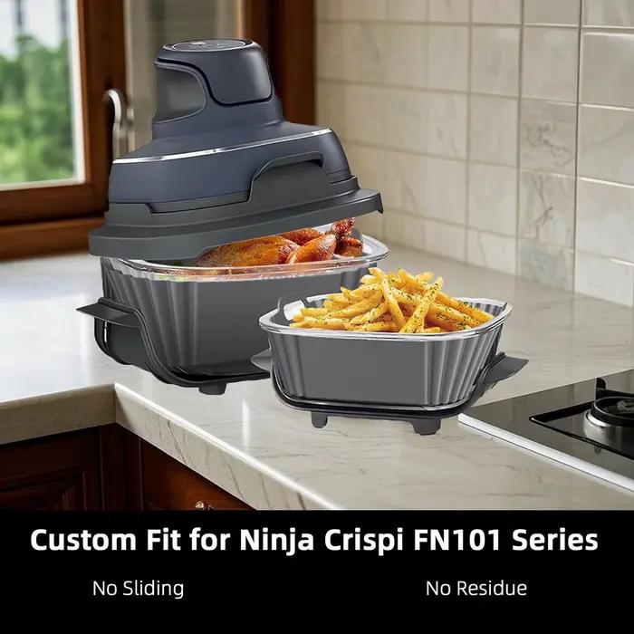 Doublures de friteuse à Air en Silicone, 2 pièces, pour Ninja Crispi FN101GY/FN101SG/FN101ST, adaptées aux 4QT et 6 tasses, accessoires de friteuse à Air en verre 4 en 1
