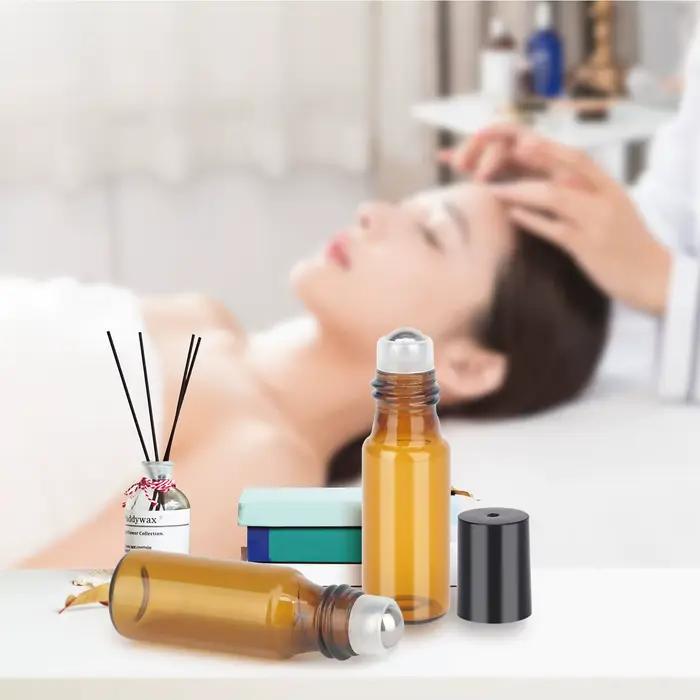 Lot de 10 flacons roll-on en verre ambré de 0