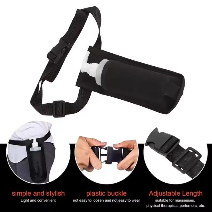 Sacoche de ceinture pour huile de massage et lotion, mains libres, pochette pour 1 ou 2 flacons, pour thérapeutes, usage professionnel et domestique, sac uniquement, flacon non inclus