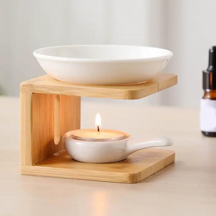 Brûleur d'huile essentielle en céramique avec bougeoir