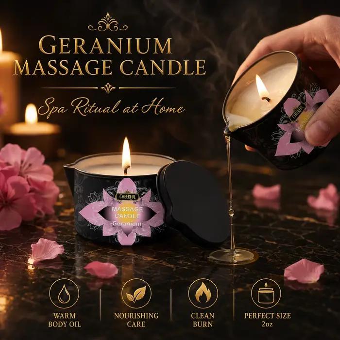 Bougie de massage au geranium 2oz