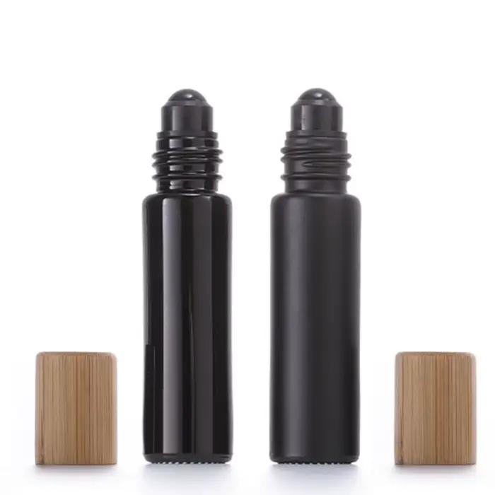 1X 10X 5ML 10ML verre noir rouleau sur bouteille huile essentielle naturel obsidienne boule