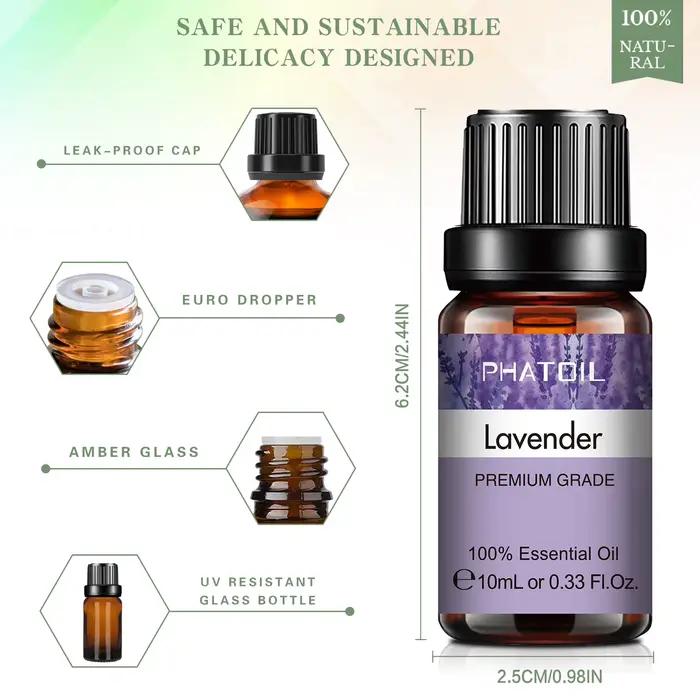 PHATOIL 10ml huiles essentielles de roses naturelles pures pour humidificateurs diffuseur Yoga méditation Ylang bergamote lavande vanille romarin