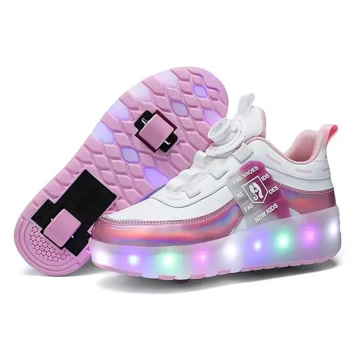 Patins à roulettes à Double roue réglables, éclairage pliable et Transformable, patins en ligne pour garçons et filles, amusant en intérieur et en extérieur
