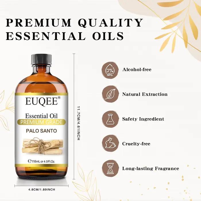EUQEE 118 ml d'huile essentielle Palo Santo huiles essentielles d'aromathérapie pour diffuseur savon fabrication de bougies désodorisant-avec compte-gouttes
