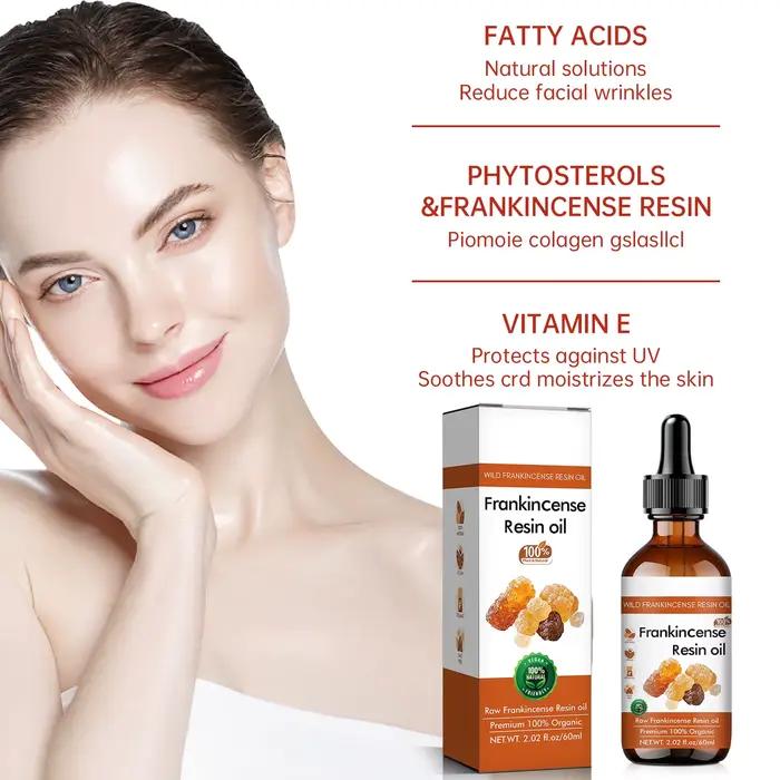 Huile pour le visage à la résine d'encens biologique 60 ml - Formule 100% pure et brute