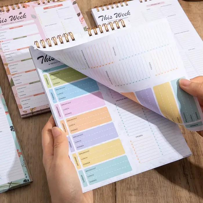 Planificateur de repas hebdomadaire pour petit déjeuner, déjeuner, dîner, avec liste de courses, 52 feuilles, planificateur de repas, Menu alimentaire suspendu pour un style de vie sain