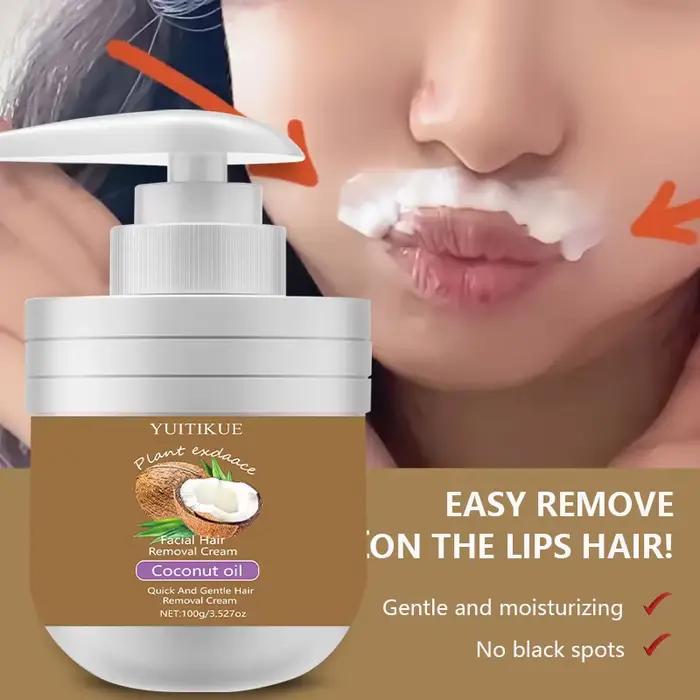 Crème dépilatoire visage à l'huile de coco YUITIKUE - Épilateur doux pour les lèvres