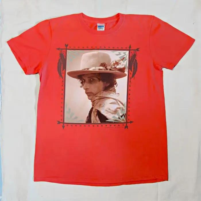 Bob Dylan Rolling Thunder Revue Chemise Concert Tour Moyen Homme Rouge corail
