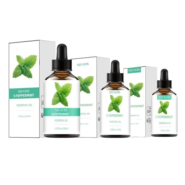 Huile essentielle de menthe poivrée NIVAVIN 30ml/60ml/100ml Fraîchement extraite de plantes naturelles