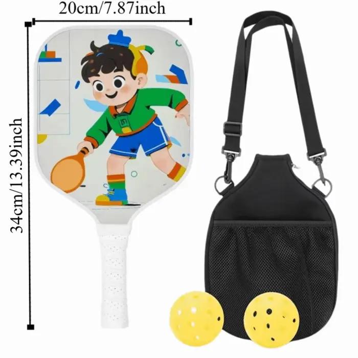 Ensemble de Pickleball pour enfants de dessin animé, raquettes de Pickleball légères et colorées pour enfants, poignée côtelée, 2 balles